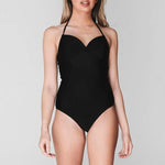 The Beach company - Black swimsuit - shoulder straps - Moulded cups - padded swimsuits - black halter swimsuit - one piece swimsuit - sexy swimwear - party swimwear 