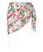 Mix Leaf Print Pareo with Tassels