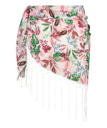 Mix Leaf Print Pareo with Tassels