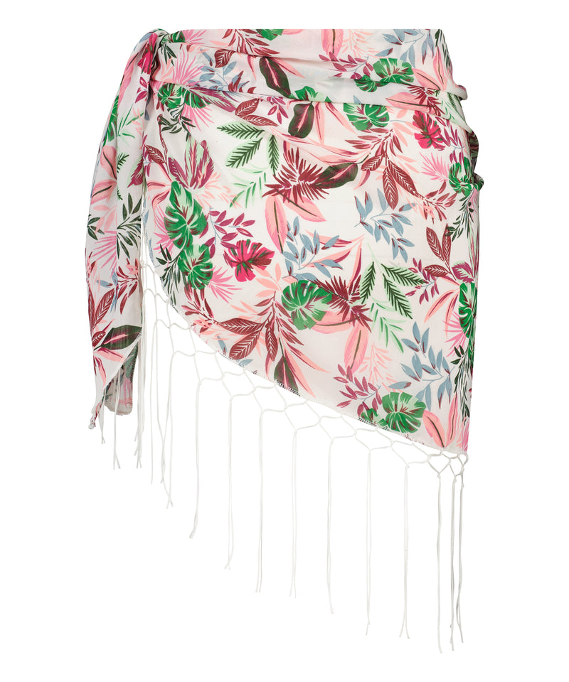 Mix Leaf Print Pareo with Tassels