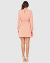 Peach Polka Dot Print Asymmetric Fit & Flare Dress