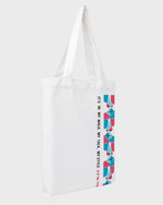 White Graphic Print Tote Bag