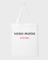 White Graphic Print Tote Bag