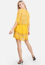 Yellow Floral Lace Beach Cover Up