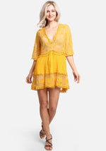 Yellow Floral Lace Beach Cover Up