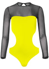 Mesh Long-Sleeve Cut-Out Swimsuit