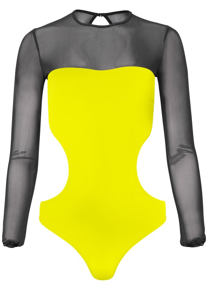 Mesh Long-Sleeve Cut-Out Swimsuit
