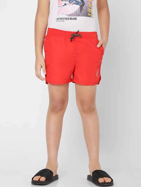 The Beach Company India - Buy boys swimwear online - Red Swim Shorts for boys - swimming shorts for young boys