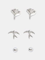 Silver Set of 3 Earrings