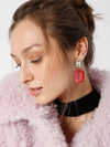 Pink Rhinestone Dangler Earrings