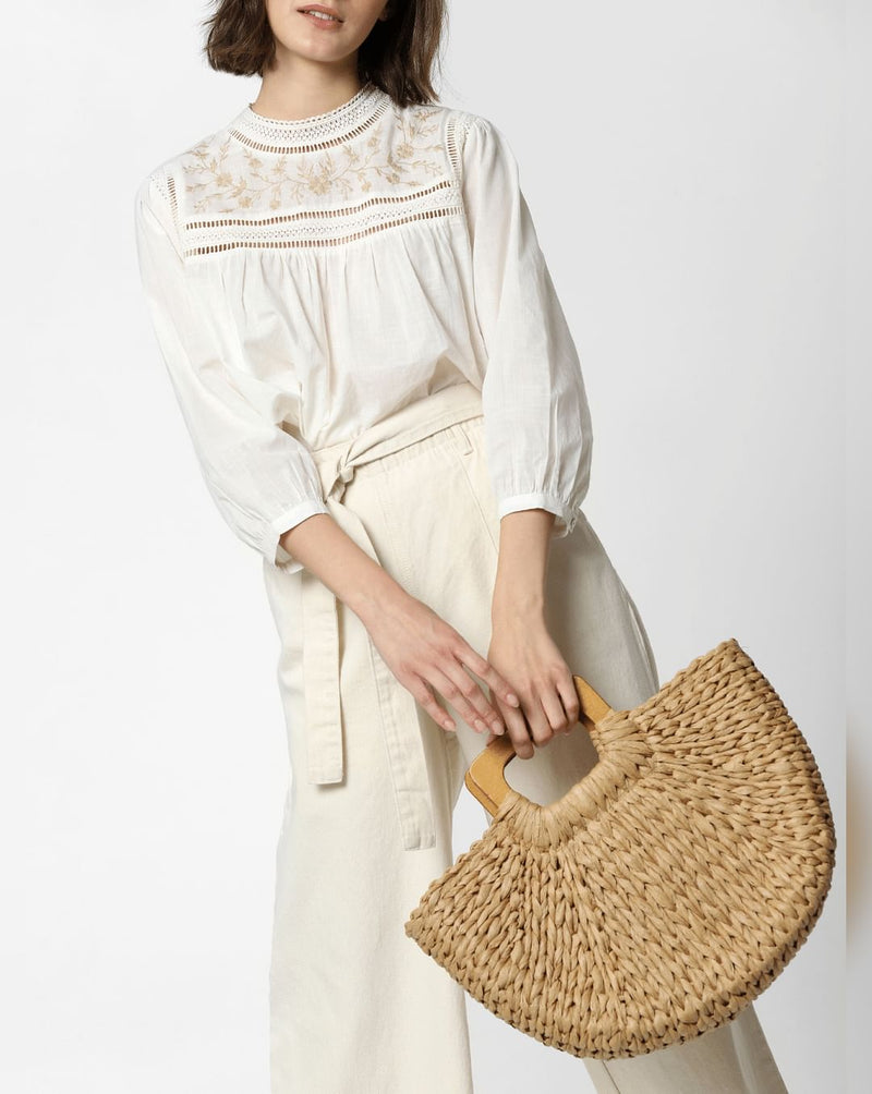 Beige Straw Bag