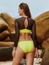 Mesh Long-Sleeve Cut-Out Swimsuit