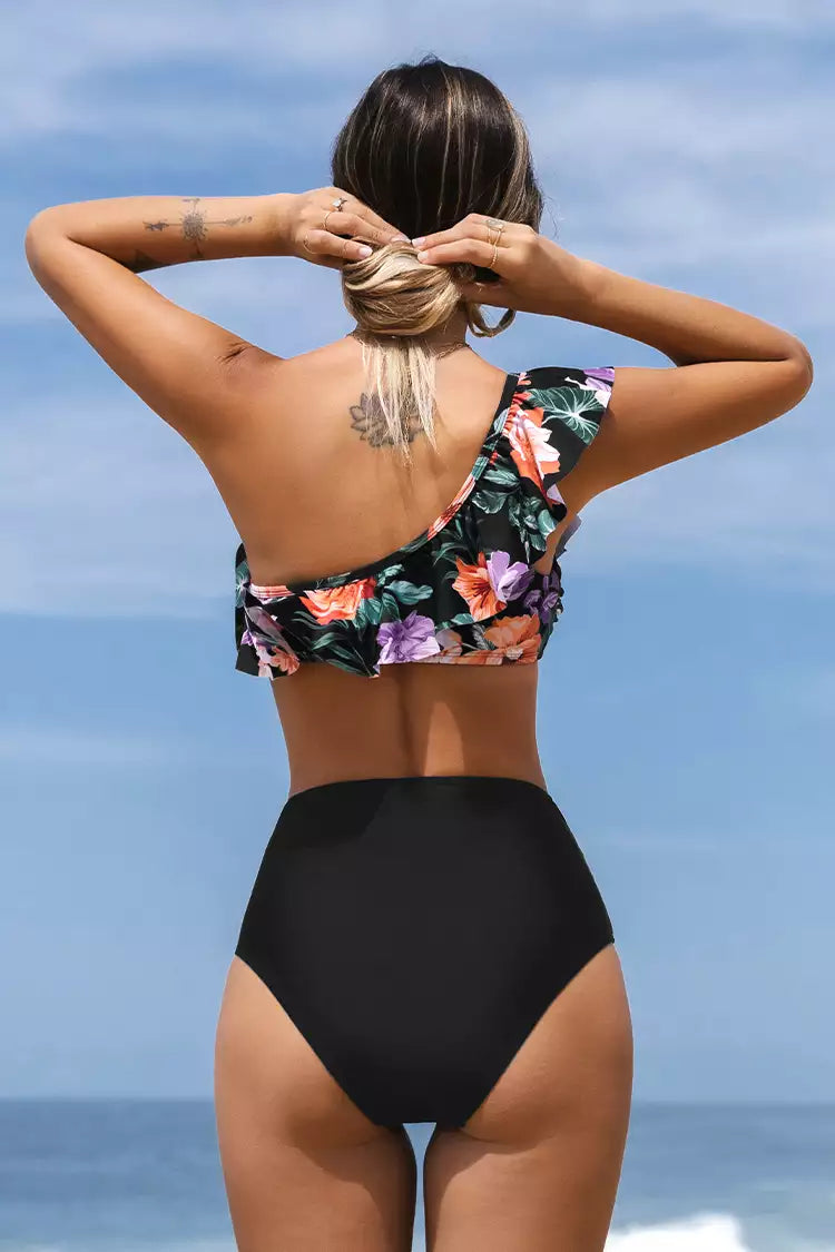 The Beach Company - one shoulder bikini set -high waist bottoms -online store for swimming costumes