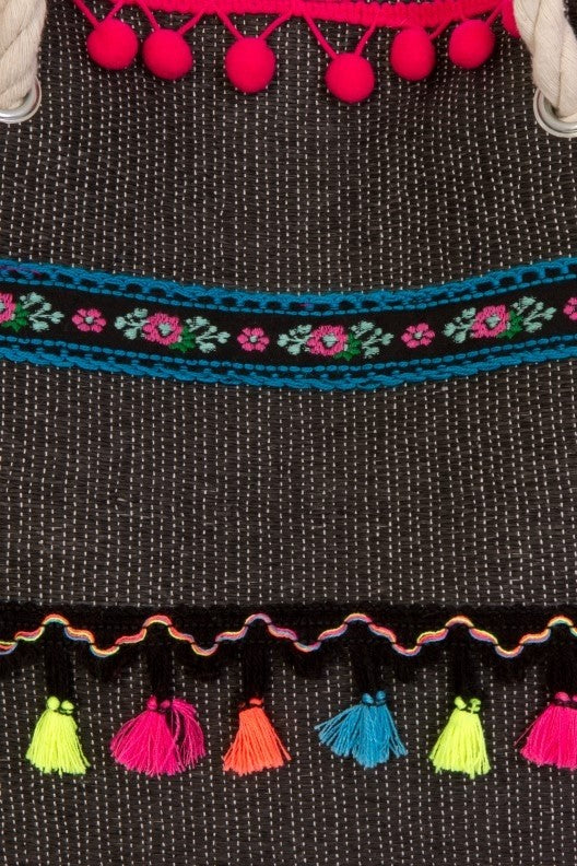 Multicolored Tassel Woven Bag