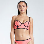 Goldigga Coral Long Line Bikini Set