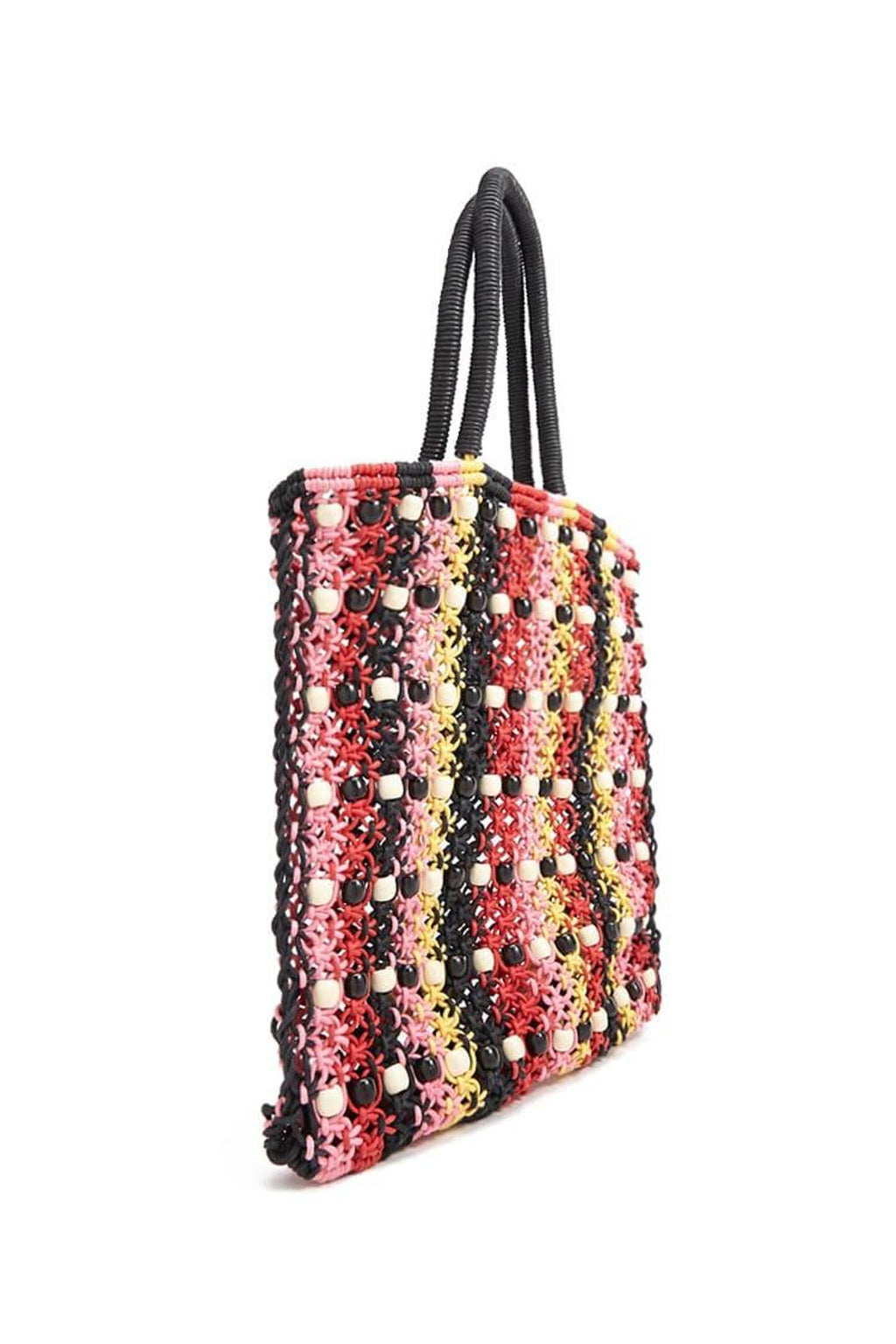 Beaded colourblock satchel handbag tote bag women beach bag free shopping online India the beach company design leather tote bags women pool side canvas coach beach bags cod