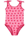 Reversible Pink Slogan and Stripe Heart Swimsuit