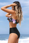 Ruffled One Shoulder High Waist Bikini Set