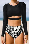 UV Protect Rashguard High Waisted Bikini Set