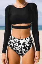 UV Protect Rashguard High Waisted Bikini Set