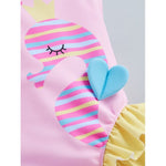 Baby Pink Sea Horse Print Ruffle Swimsuit