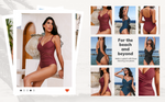 Brick Red Front Cutout Plus Size Swimsuit