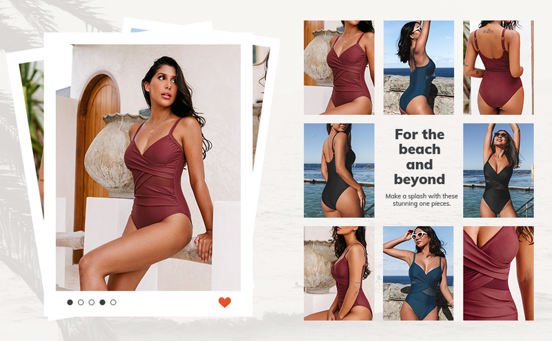 Nova Blue Mesh Wrap Front Cutout Swimsuit