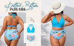 Plus Size Halter Knotted High Rise Bikini Set