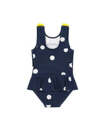 3D Floral Applique Polka-Dot Print Swimsuit