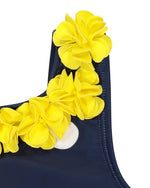 3D Floral Applique Polka-Dot Print Swimsuit