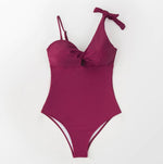 One Shoulder Twist Bow-knot Swimsuit