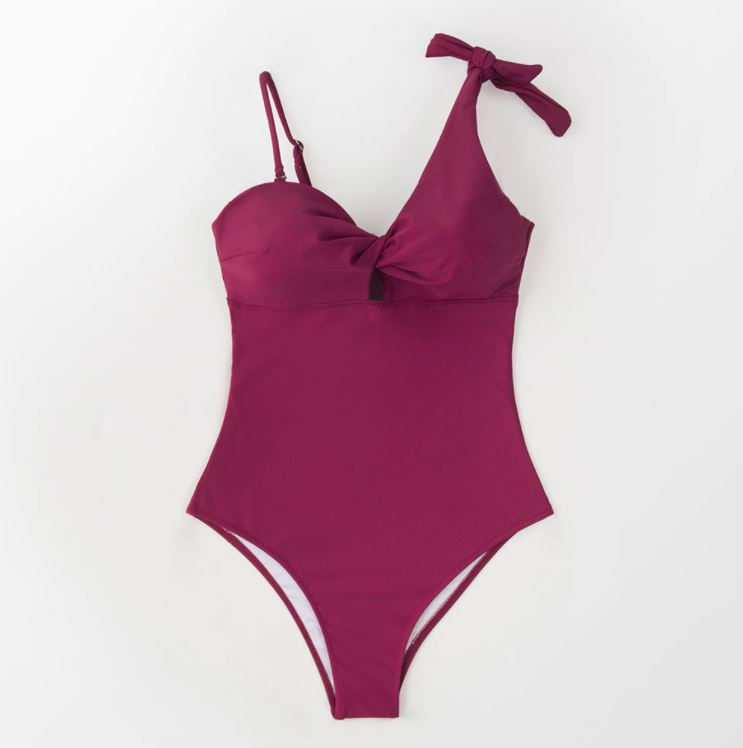 One Shoulder Twist Bow-knot Swimsuit