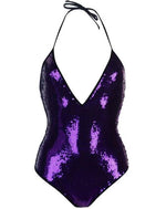 Plunging Mermaid Sequin Swimsuit