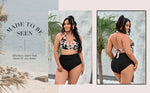 Plus Size Halter High Waisted Ruched Bikini Set