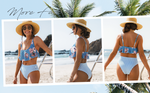 Kayla Floral Striped Mid Waist Bikini Set