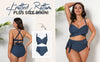 Plus Size Knotted Sash High Waist Bikini Set