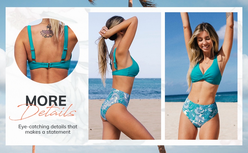 Boho Rhapsody V Neck High Waist Bikini Set