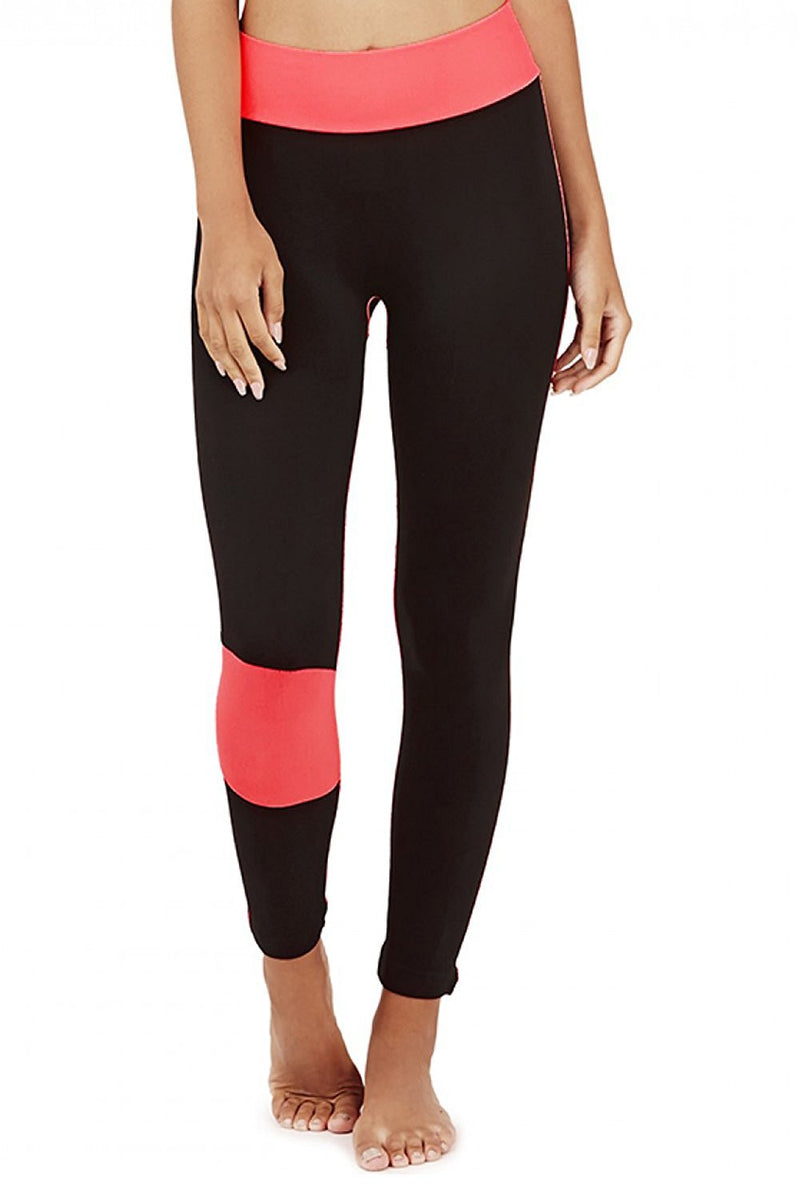 Zen Black Leggings with Coral Waist