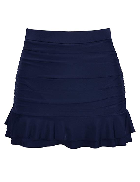 High Waisted Tummy Control Ruched Swim Skirt