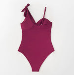 One Shoulder Twist Bow-knot Swimsuit
