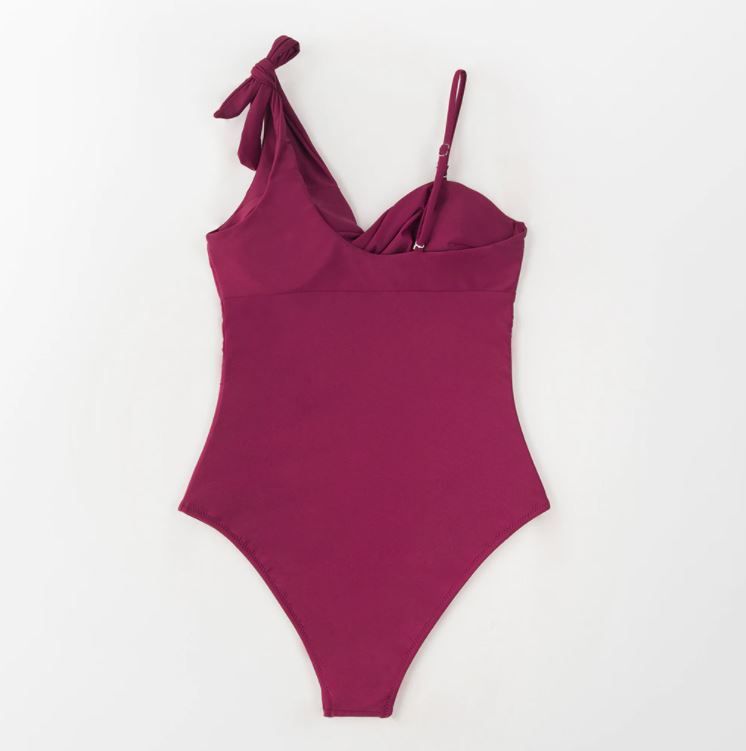 One Shoulder Twist Bow-knot Swimsuit