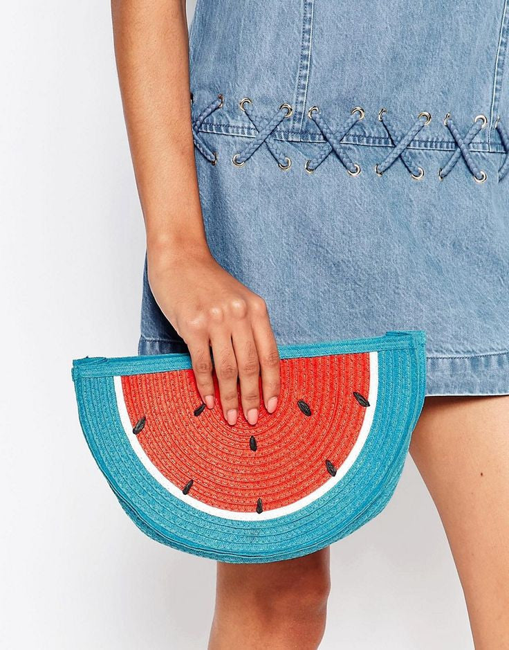 Watermelon Straw Clutch Bag
