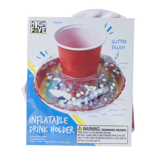 Rainbow Glitter Inflatable Drink Holder (pack of 2)