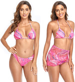 Marble Print Triangle Bikini Set (FREE Skirt)