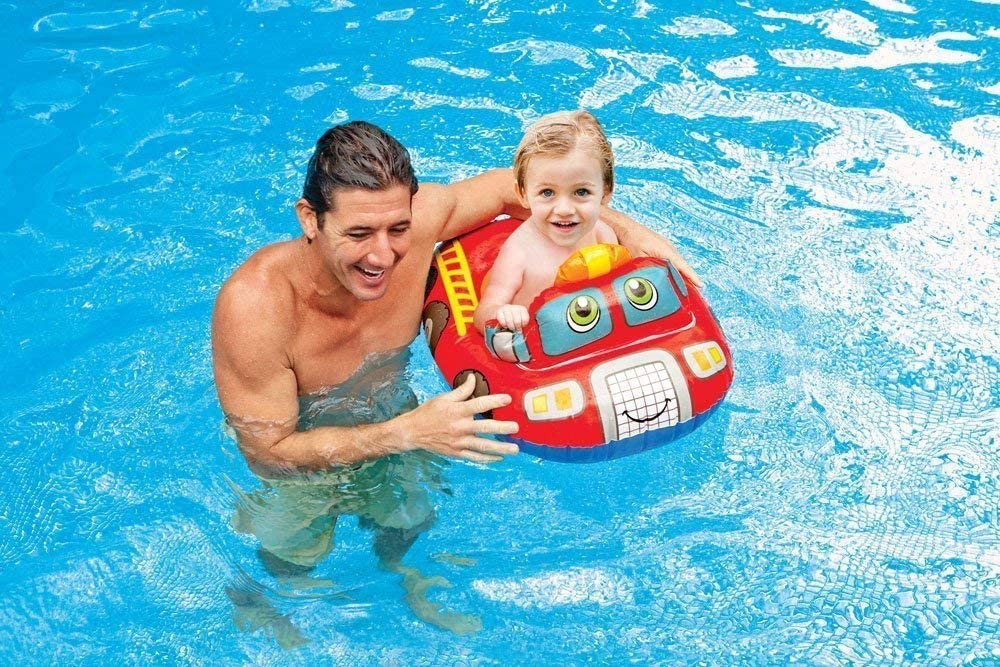 The Beach company online - pool riders - pool floats - car pool floats - red car pool float - green crane pool float - Blue car pool float - pool safety riders 