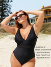 Black Plus Size Mesh V-neck Monokini