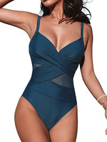 Nova Blue Mesh Wrap Front Cutout Swimsuit