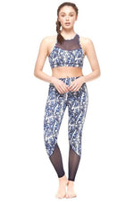 Navy Marble Print Bralette & Legging Set