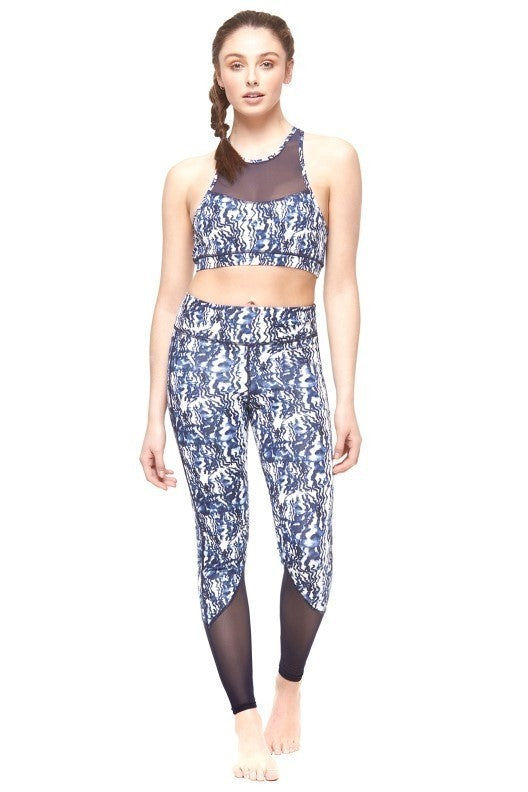 Navy Marble Print Bralette & Legging Set