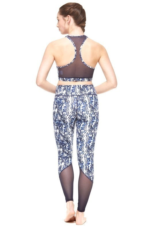 Navy Marble Print Bralette & Legging Set